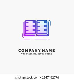 book, education, lesson, study Purple Business Logo Template. Place for Tagline.