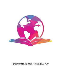 Book education logo icon vector. Globe with book icon design.