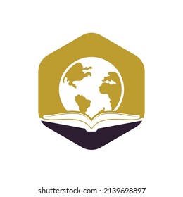 Book education logo icon vector. Globe with book icon design.