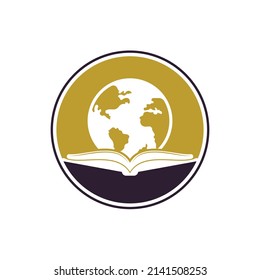 Vector de icono del logotipo de la educación del libro. Logo del globo educativo. Globo con diseño de iconos de libro.