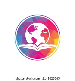 Book education logo icon vector. Education globe logo. Globe with book icon design.