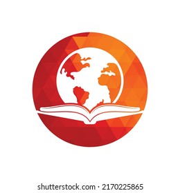 Book education logo icon vector. Education globe logo. Globe with book icon design.