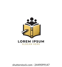 Vector de diseño de la Plantilla del logotipo de la Educación del libro, con el icono del estudiante que lee un libro