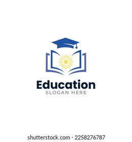 Book education logo,pencil,sun,people,graduation hat vector template.