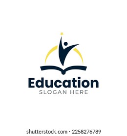 Book education logo,pencil,sun,people,graduation hat vector template.