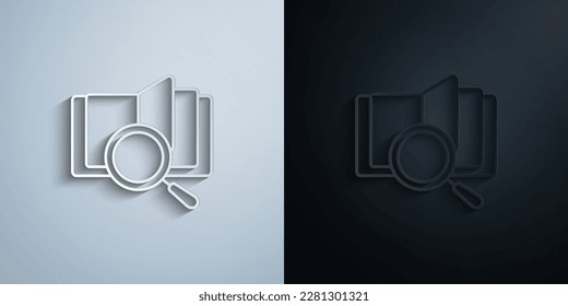 Book education magnifier search paper icon with shadow effect vector illuistration design