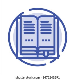 Book, Education, Open Blue Dotted Line Line Icon