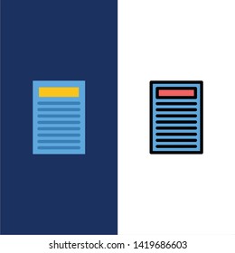 Book, Education, Red  Icons. Flat and Line Filled Icon Set Vector Blue Background