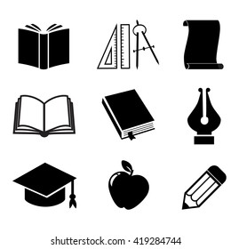 Book, education, school icon set. Vector art.