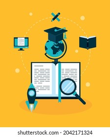 book and education set icons