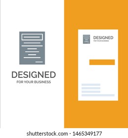 Book, Education, Study Grey Logo Design and Business Card Template. Vector Icon Template background