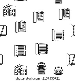 Book Educational Literature Read Vector Seamless Pattern Thin Line Illustration