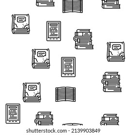 Book Educational Literature Read Vector Seamless Pattern Thin Line Illustration