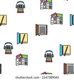 Literatura Educativa del Libro Leer Vector Patrón sin Maravilla Ilustración De Línea Delgada