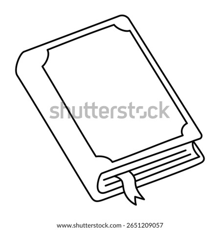 book with empty cover with ribbon marker outline illustration