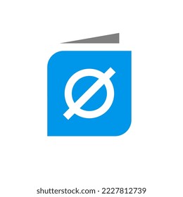Book with empty set symbol, vector logo design template