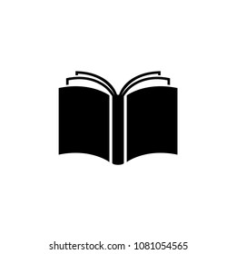 Book. Encyclopedia. Open Book. Flat Vector Icon. Simple black symbol on white background