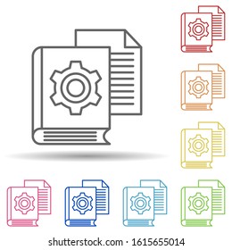 Book engineering in multi color style icon. Simple thin line, outline vector of robotics engineering icons for ui and ux, website or mobile application