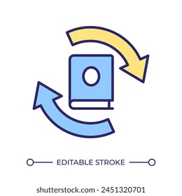 Book exchange RGB color icon. Library materials circulation. User service, reading culture. Document share, philanthropy. Isolated vector illustration. Simple filled line drawing. Editable stroke
