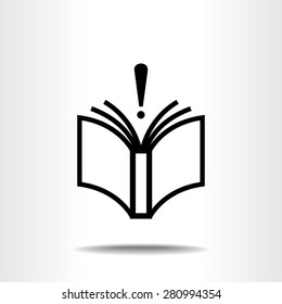 Book with exclamation mark sign icon, vector illustration. Flat design style 