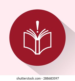 Book with exclamation mark sign icon, vector illustration. Flat design style 