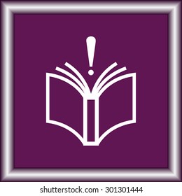 Book with exclamation mark sign icon, vector illustration. Flat design style 