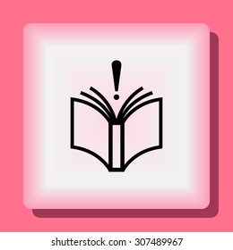 Book with exclamation mark sign icon, vector illustration. Flat design style 