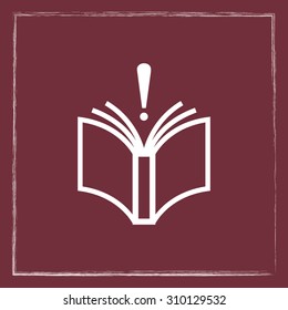 Book with exclamation mark sign icon, vector illustration. Flat design style 
