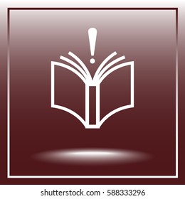 Book with exclamation mark sign icon, vector illustration. Flat design style 