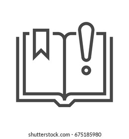 Book with Exclamation Point Thin Line Vector Icon. Flat icon isolated on the white background. Editable EPS file. Vector illustration.