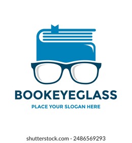 Book eyeglass vector logo template. This design use book and eyeglass symbol. Suitable for education.