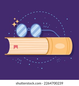 icono de accesorio de libro con anteojos