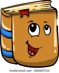 Libro con una cara, ilustración, vector sobre fondo blanco