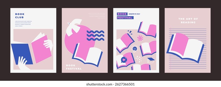 Cartaz de feira de livros para publicidade. banner para feira de livros em estilo negrito moderno. Modelo publicitário para livraria, livraria, biblioteca.
