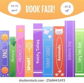 Book fair or sale banner template. Vector illustration