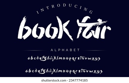 Buch Fair Vektorgrafik Schriftart, Alphabet, Schrift, Typografie. Globale Armbanduhren.