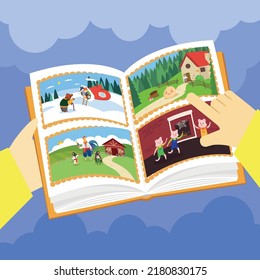 Book with a fairy tale in hand