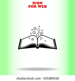 The book of fairy tales web icon. Black illustration on white background