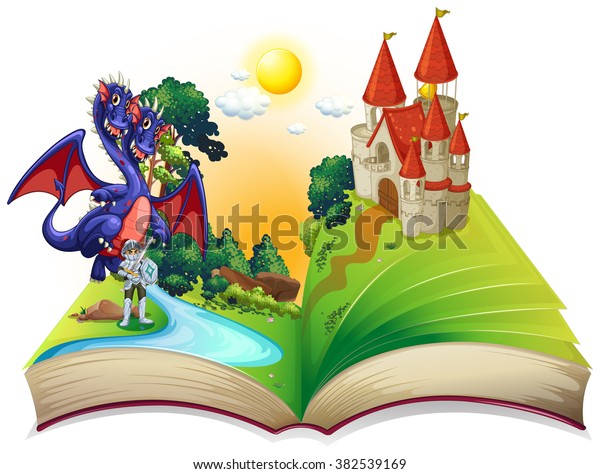 Book Fairytales Knight Dragon Illustration Stock Vector (Royalty Free ...