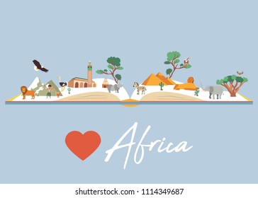 Book with famous destinations of Africa