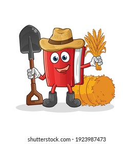 book farmer mascot. cartoon vector