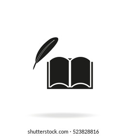 A book and a feather icon.