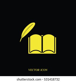 A book and a feather icon.