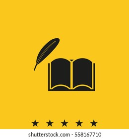 A book and a feather icon.