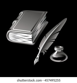 book feather inkwell