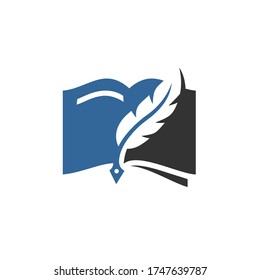 Book Feather Nib Ink Article Publisher Logo Symbol