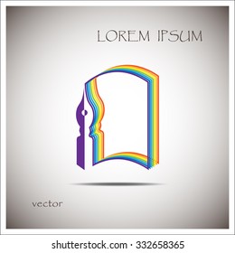 book and feather pen, icon