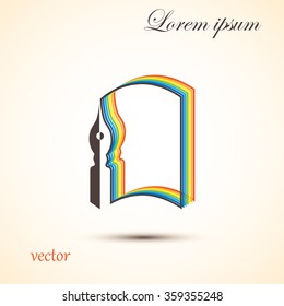 book and feather pen, icon