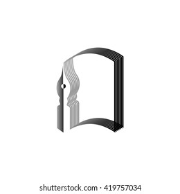 book and feather pen, icon