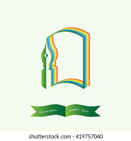 book and feather pen, icon